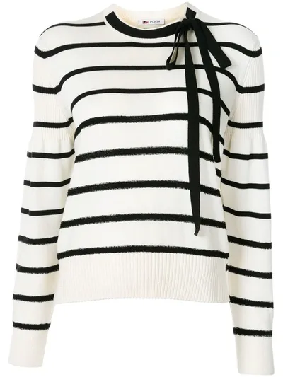 Ports 1961 Bow-neck Striped Sweater In White