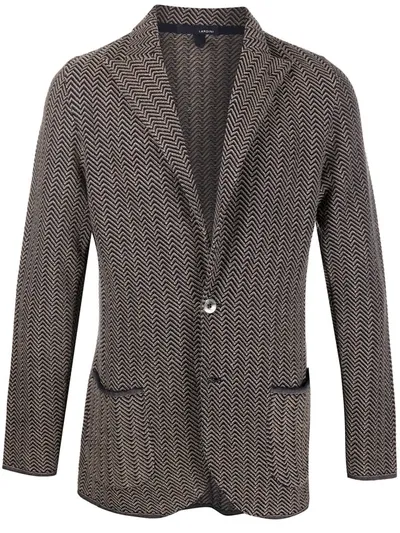 Lardini Zig-zag Print Blazer In Brown