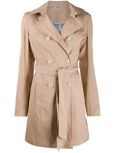 Liu •jo Belted Trench Coat In Neutrals