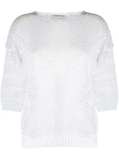 D-exterior Knitted Net Jumper In Grey