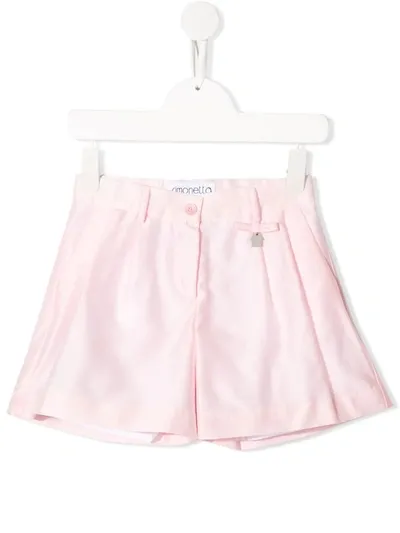 Simonetta Kids' Pleated Detail High-waisted Shorts In Pink