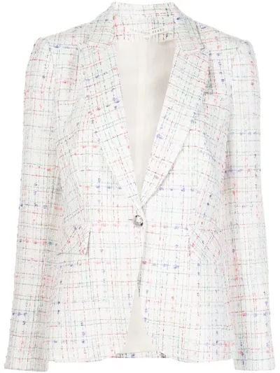 Veronica Beard Checked Single-breasted Blazer In White