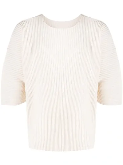 Issey Miyake Pleated Short-sleeve T-shirt In White