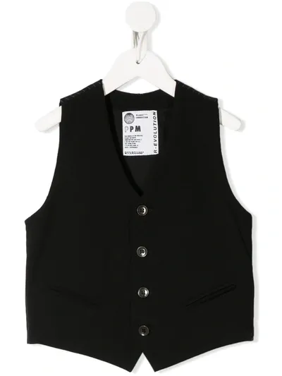 Paolo Pecora Kids' V-neck Single-breasted Waistcoat In Black