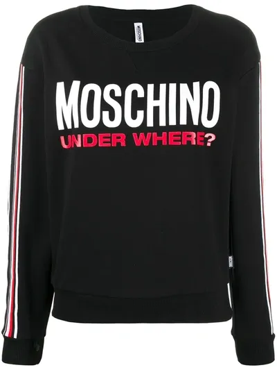 Moschino Under Where Print Sweatshirt In Black