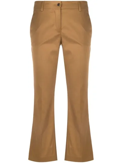 Alberto Biani Kick Flared Cropped Trousers In Brown