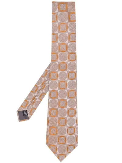 Pre-owned Gianfranco Ferre 1990s Geometric Print Tie In Neutrals