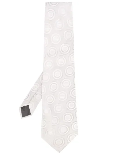 Pre-owned Gianfranco Ferre 1990s Circle Print Tie In White