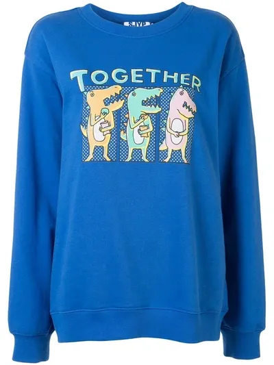 Sjyp Dino Print Sweatshirt In Blue