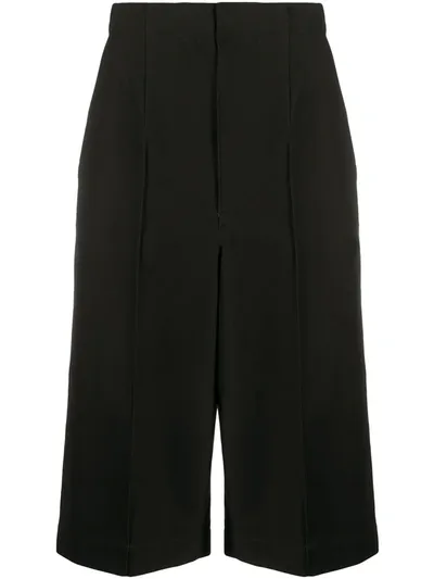 Y's High-rise Exposed-seam Long Shorts In Black