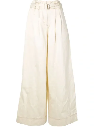 Ulla Johnson Rhodes Belted Cotton And Linen-blend Wide-leg Pants In White