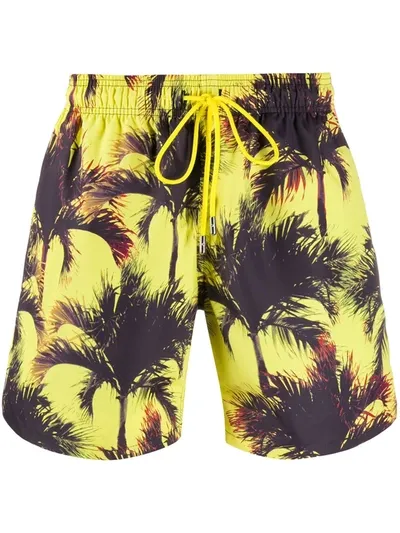 Just Don Swp Tropical-print Swim Shorts In Yellow