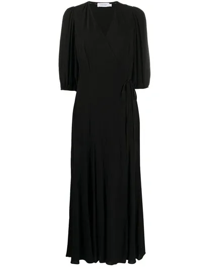 Calvin Klein V-neck Maxi Dress In Black