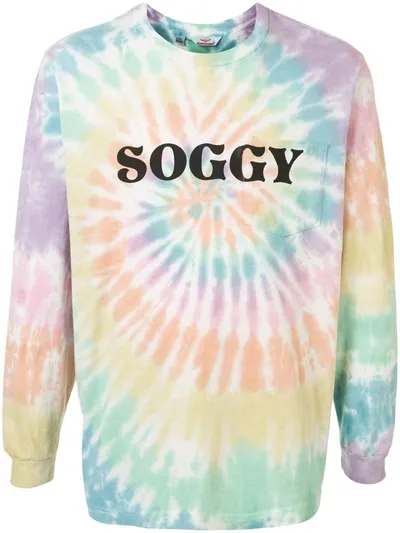 Battenwear Tie-dye Slogan Print Sweatshirt In Green