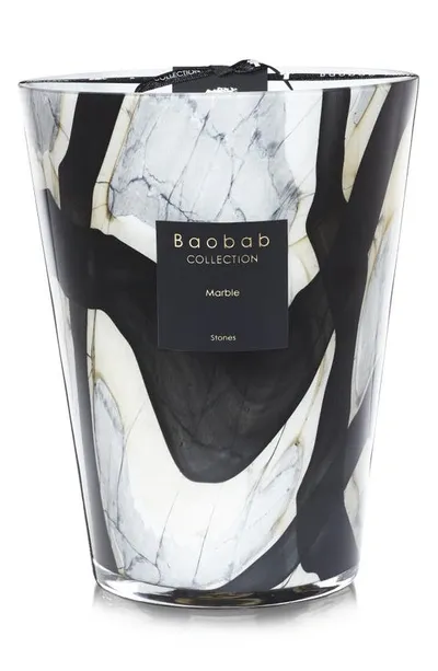 Baobab Collection Stones Marble Candle In Blk/wht/beige