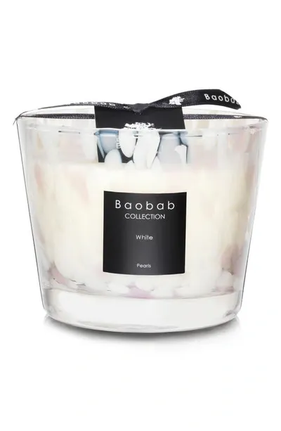 Baobab Collection White Pearls Candle, 4" In White/pink