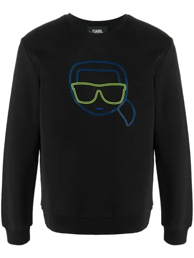 Karl Lagerfeld Neon Ikonik Sweatshirt In Black