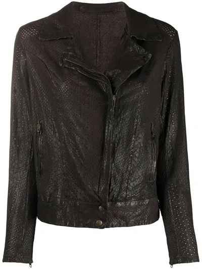 Salvatore Santoro Embossed Style Side Zipped Jacket In Brown