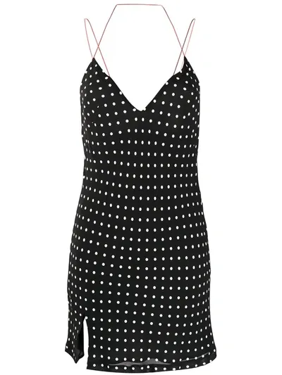 Haider Ackermann Split-hem Polka-dot Print Longline Cami Top In Black