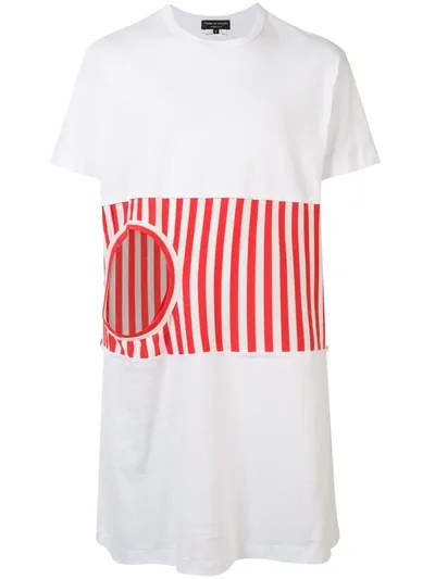 Comme Des Garçons Homme Deux Inset Stripe Long T-shirt In White