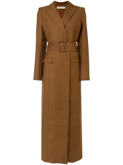 Anna Quan Nora Longline Coat In Brown