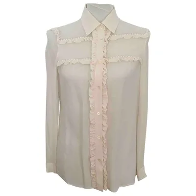 Pre-owned Miu Miu Silk Blouse In Ecru