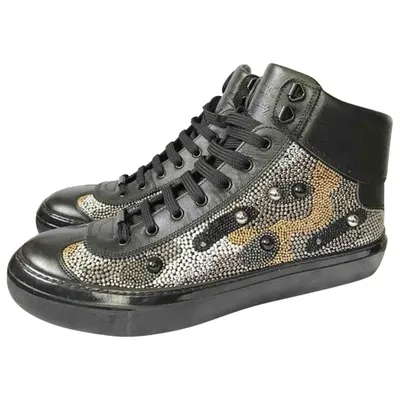 Pre-owned Jimmy Choo Leather High Trainers In Black