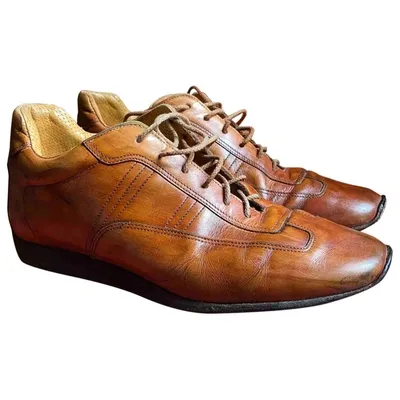 Pre-owned Santoni Leather Low Trainers In Brown