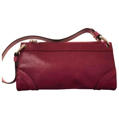 Pre-owned Burberry Leather Clutch Bag In Red