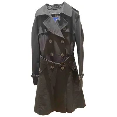 Pre-owned Burberry Wool Trench Coat In Black