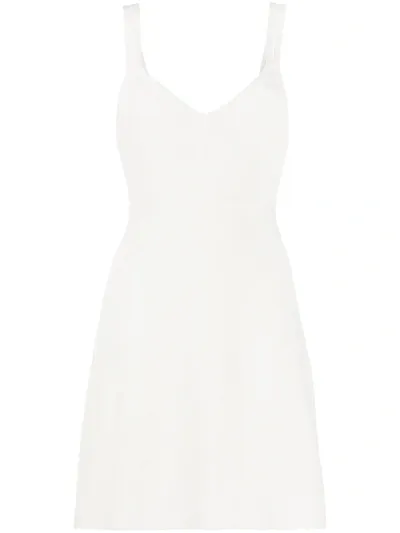 Pinko Slanting Ajour Knitted Dress In White