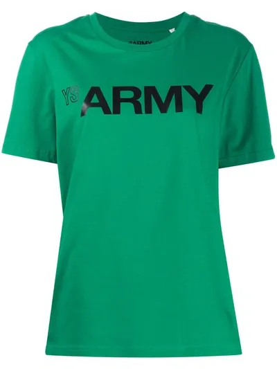 Yves Salomon Logo Print Crewneck T-shirt In Green