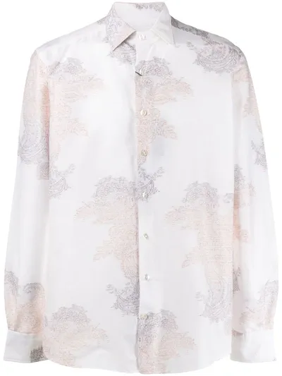 Etro Paisley Print Spread Collar Shirt In White