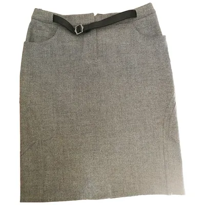 Pre-owned Dior Wool Mid-length Skirt In Grey