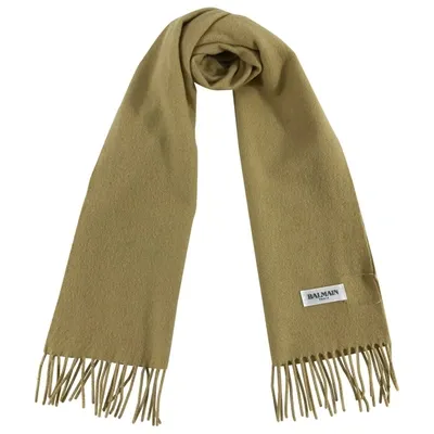 Pre-owned Balmain Wool Scarf In Beige