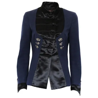 Pre-owned Roberto Cavalli Silk Blazer In Blue