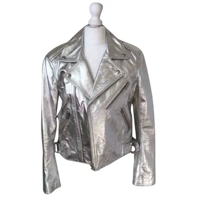 Pre-owned Iro Leather Biker Jacket In Silver