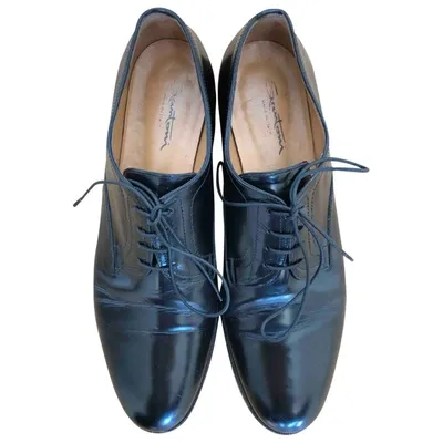 Pre-owned Santoni Leather Lace Ups In Black