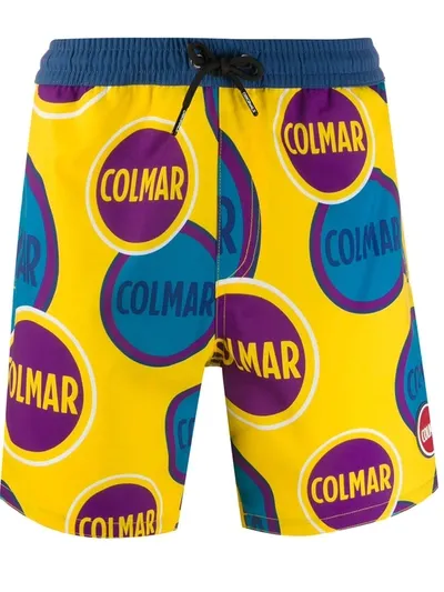 Colmar Logo Colour-block Shorts In Yellow