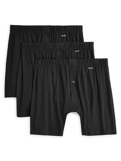 2(x)ist Men's 3-pack Pima Cotton Boxer Briefs In Black