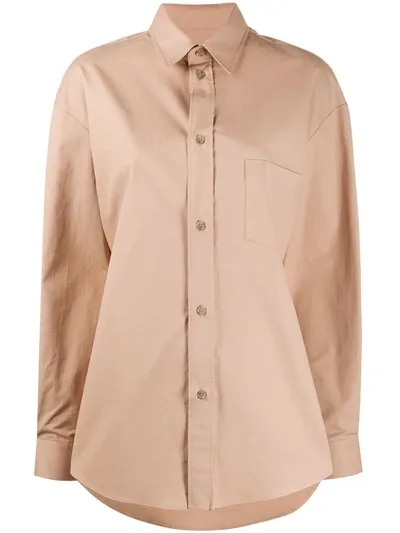 Maison Margiela Cotton Long Sleeve Shirt In Brown