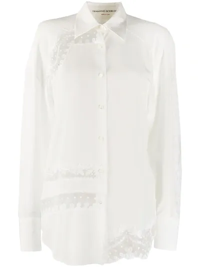 Ermanno Scervino Lace-embellished Silk Shirt In White