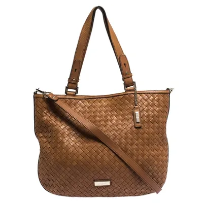 Pre-owned Cole Haan Brown Woven Leather Tote