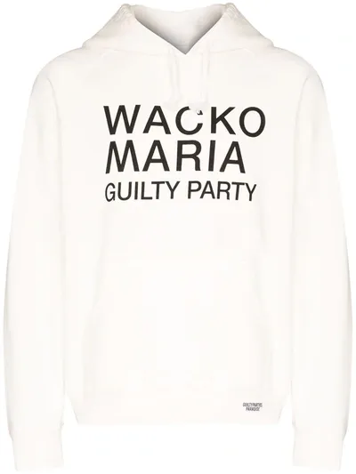 Wacko Maria Logo Print Cotton Hoodie In White