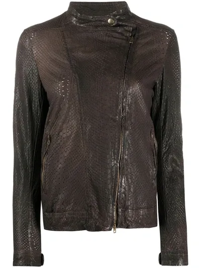 Salvatore Santoro Long Sleeve Zipped Jacket In Brown