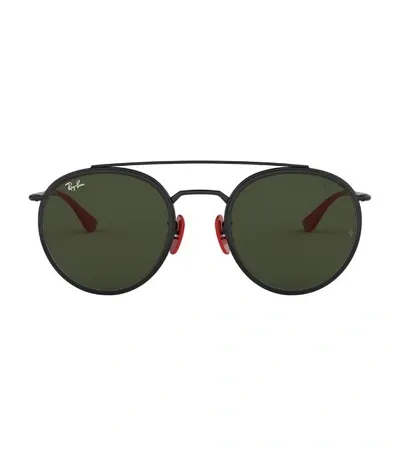 Ray Ban Rb3647m Scuderia Ferrari Collection Sunglasses Black Frame Green Lenses 51-22 In Green Classic G-15