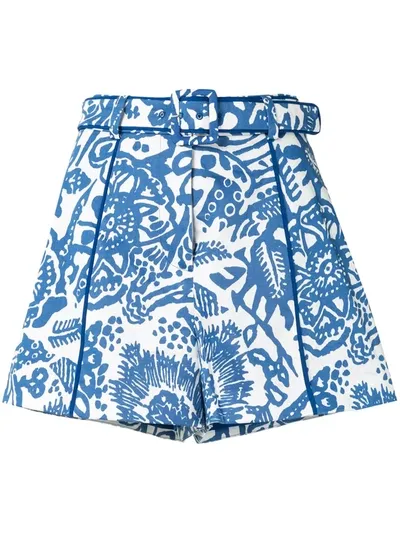 Alexis Lew Floral Shorts In Blue