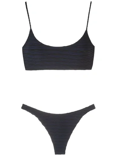 Brigitte High Cut Leg Bikini Set In Black