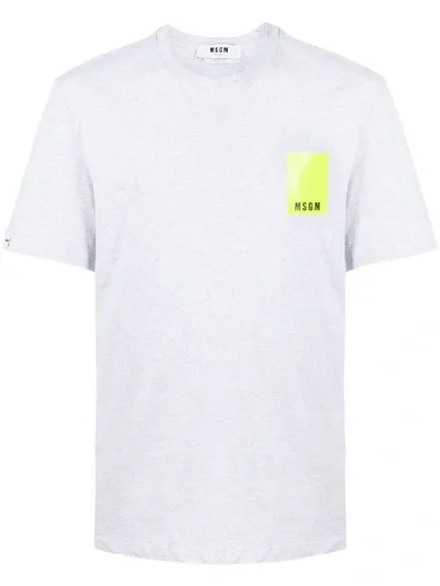 Msgm Logo Print Round Neck T-shirt In Grey