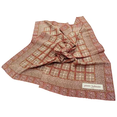 Pre-owned Balmain Silk Neckerchief In Brown